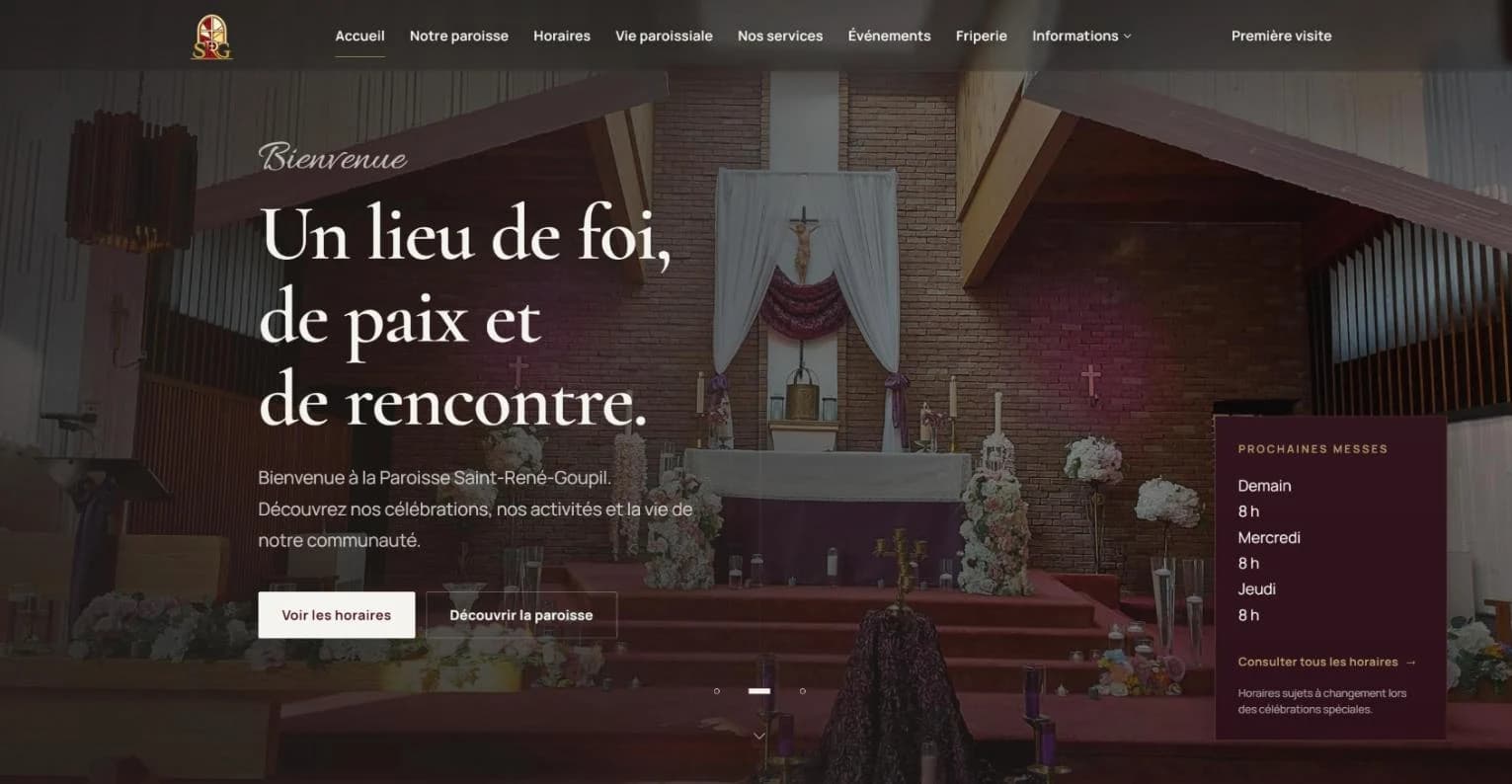 Page d’accueil du site de la paroisse Saint-René-Goupil