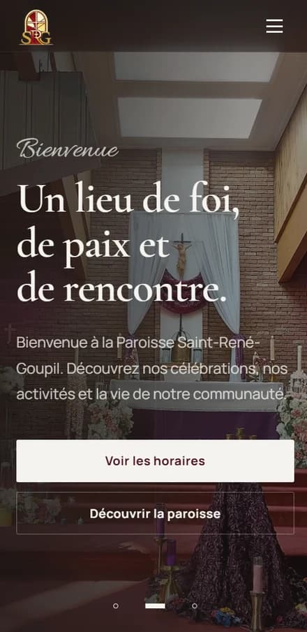 Le site de la paroisse Saint-René-Goupil sur un écran mobile